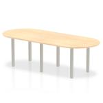 Impulse 2400mm Boardroom Table Maple Top Silver Post Leg I000264