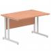 Impulse 1200 x 800mm Straight Office Desk Beech Top Silver Cantilever Leg I000283