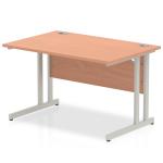 Impulse 1200 x 800mm Straight Office Desk Beech Top Silver Cantilever Leg I000283