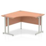 Impulse 1200mm Corner Office Desk Beech Top Silver Cantilever Leg I000296