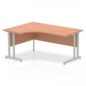 Impulse 1600mm Left Crescent Office Desk Beech Top Silver Cantilever
