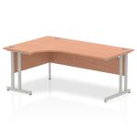 Impulse 1800mm Left Crescent Office Desk Beech Top Silver Cantilever Leg I000301