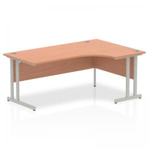 Impulse 1800mm Right Crescent Office Desk Beech Top Silver Cantilever