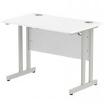 Impulse 1000/800 Rectangle Silver Cantilever Leg Desk White