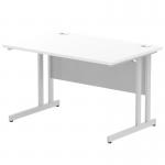 Impulse 1200 x 800mm Straight Office Desk White Top Silver Cantilever Leg I000305