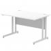 Impulse 1200 x 800mm Straight Office Desk White Top Silver Cantilever Leg I000305