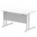 Impulse 1200 x 800mm Straight Office Desk White Top Silver Cantilever Leg I000305