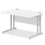 Impulse 1200 x 800mm Straight Office Desk White Top Silver Cantilever Leg I000305