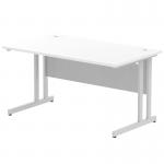 Impulse 1400 x 800mm Straight Office Desk White Top Silver Cantilever Leg I000306