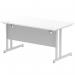 Impulse 1400 x 800mm Straight Office Desk White Top Silver Cantilever Leg I000306