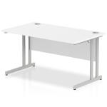 Impulse 1400 x 800mm Straight Office Desk White Top Silver Cantilever Leg I000306