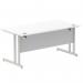 Impulse 1600 x 800mm Straight Office Desk White Top Silver Cantilever Leg I000307