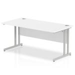 Impulse 1600 x 800mm Straight Office Desk White Top Silver Cantilever Leg I000307