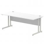 Impulse 1800 x 800mm Straight Office Desk White Top Silver Cantilever Leg I000308