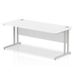 Impulse 1800 x 800mm Straight Office Desk White Top Silver Cantilever Leg I000308