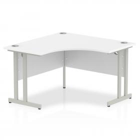 Impulse 1200mm Corner Office Desk White Top Silver Cantilever Leg I000318