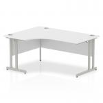 Impulse 1600mm Left Crescent Office Desk White Top Silver Cantilever Leg I000321