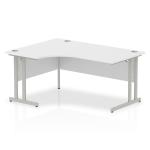 Impulse 1600mm Left Crescent Office Desk White Top Silver Cantilever Leg I000321