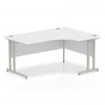 Impulse 1600mm Right Crescent Office Desk White Top Silver Cantilever Leg I000322