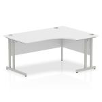 Impulse 1600mm Right Crescent Office Desk White Top Silver Cantilever Leg I000322
