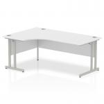 Impulse 1800mm Left Crescent Office Desk White Top Silver Cantilever Leg I000323