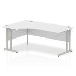 Impulse 1800mm Left Crescent Office Desk White Top Silver Cantilever Leg I000323