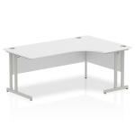 Impulse 1800mm Right Crescent Office Desk White Top Silver Cantilever Leg I000324