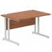 Impulse 1200 x 800mm Straight Office Desk Walnut Top Silver Cantilever Leg I000327