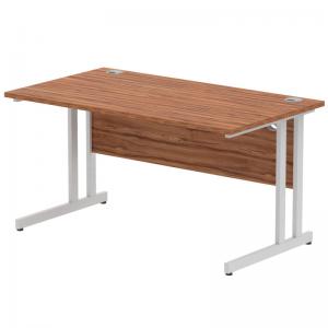Impulse 1400 x 800mm Straight Office Desk Walnut Top Silver Cantilever