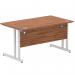 Impulse 1400 x 800mm Straight Office Desk Walnut Top Silver Cantilever Leg I000328