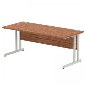 Impulse 1800 x 800mm Straight Office Desk Walnut Top Silver Cantilever