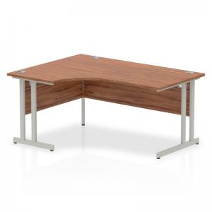 Impulse 1600mm Left Crescent Office Desk Walnut Top Silver Cantilever