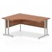 Impulse 1600mm Left Crescent Office Desk Walnut Top Silver Cantilever Leg I000343