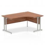 Impulse 1600mm Right Crescent Office Desk Walnut Top Silver Cantilever Leg I000344