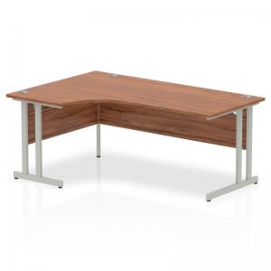 Impulse 1800mm Left Crescent Office Desk Walnut Top Silver Cantilever