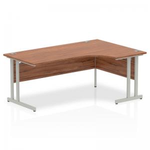 Impulse 1800mm Right Crescent Office Desk Walnut Top Silver Cantilever