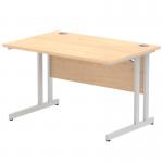 Impulse 1200 x 800mm Straight Office Desk Maple Top Silver Cantilever Leg I000349