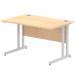 Impulse 1200 x 800mm Straight Office Desk Maple Top Silver Cantilever Leg I000349