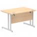 Impulse 1200 x 800mm Straight Office Desk Maple Top Silver Cantilever Leg I000349