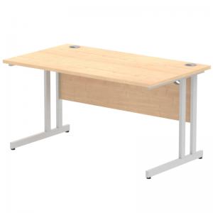 Impulse 1400 x 800mm Straight Office Desk Maple Top Silver Cantilever
