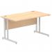 Impulse 1400 x 800mm Straight Office Desk Maple Top Silver Cantilever Leg I000350