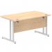 Impulse 1400 x 800mm Straight Office Desk Maple Top Silver Cantilever Leg I000350