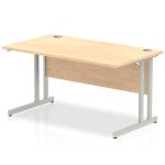 Impulse 1400 x 800mm Straight Office Desk Maple Top Silver Cantilever Leg I000350