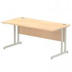 Impulse 1600 x 800mm Straight Office Desk Maple Top Silver Cantilever Leg I000351