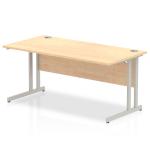 Impulse 1600 x 800mm Straight Office Desk Maple Top Silver Cantilever Leg I000351
