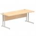 Impulse 1800 x 800mm Straight Office Desk Maple Top Silver Cantilever Leg I000352