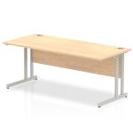 Impulse 1800 x 800mm Straight Office Desk Maple Top Silver Cantilever Leg I000352