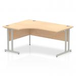 Impulse 1600mm Left Crescent Office Desk Maple Top Silver Cantilever Leg I000365