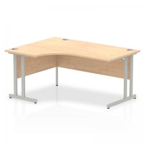 Impulse 1600mm Left Crescent Office Desk Maple Top Silver Cantilever