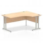 Impulse 1600mm Right Crescent Office Desk Maple Top Silver Cantilever Leg I000366